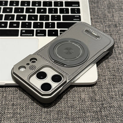 For Magsafe 360 Rotating Bracket Case for iPhone 18 Pro Max 17 16 15 14 13 12 Pro Magnetic Frameless Leather Aromatherapy Cover