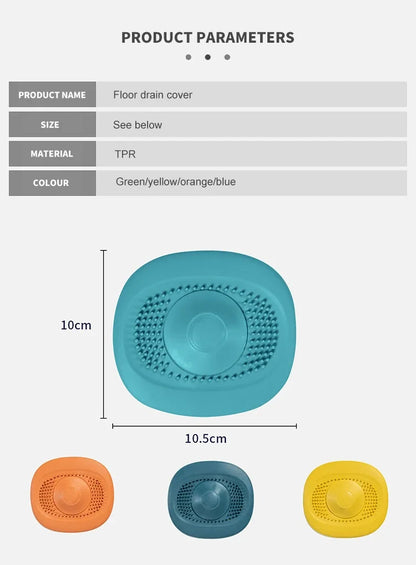 YITAPE 2PCS Silicone Bathroom Hair Catcher Deodorant Floor Drain Cover Anti-Clogging Shower Strainer Kitchen Sink Plug Stopper