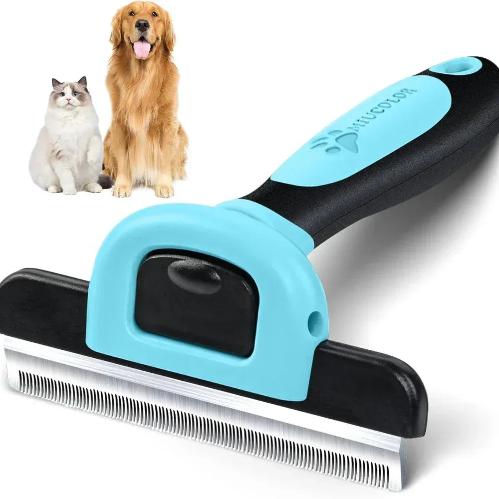 Pet Grooming Brush-Double Sided Shedding and Dematting Undercoat Rake Comb for Dogs and Cats Grooming and Care Deshedding Tool - Urbizia