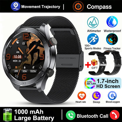 New GPS Track Smart Watch Men AMOLED Screen Outdoor Sports Fitness Heart Rate Compass IP68 Waterproof Bluetooth Call Smart Watch