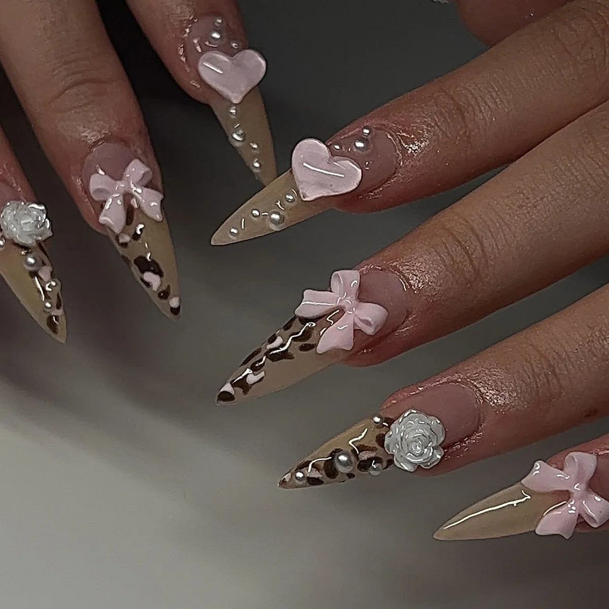 24Pcs Black Y2K Fake Nails with Diamond – Long Almond Butterfly Design Halloween Press-on Nails