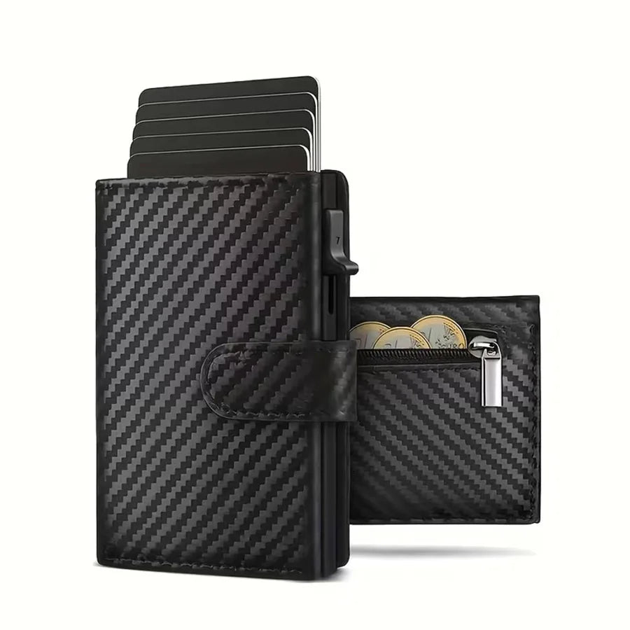 Slim RFID Blocking Men's Wallet with Pop up Card Holder Automatic Credit Card Case