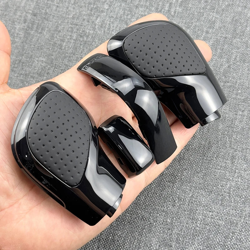 Black Chrome With Suede Leather Gear Shift Knob Side Cover DSG Emblem For VW Golf 6 7 R GTI Passat B7 B8 CC R20 Jetta MK6 GLI