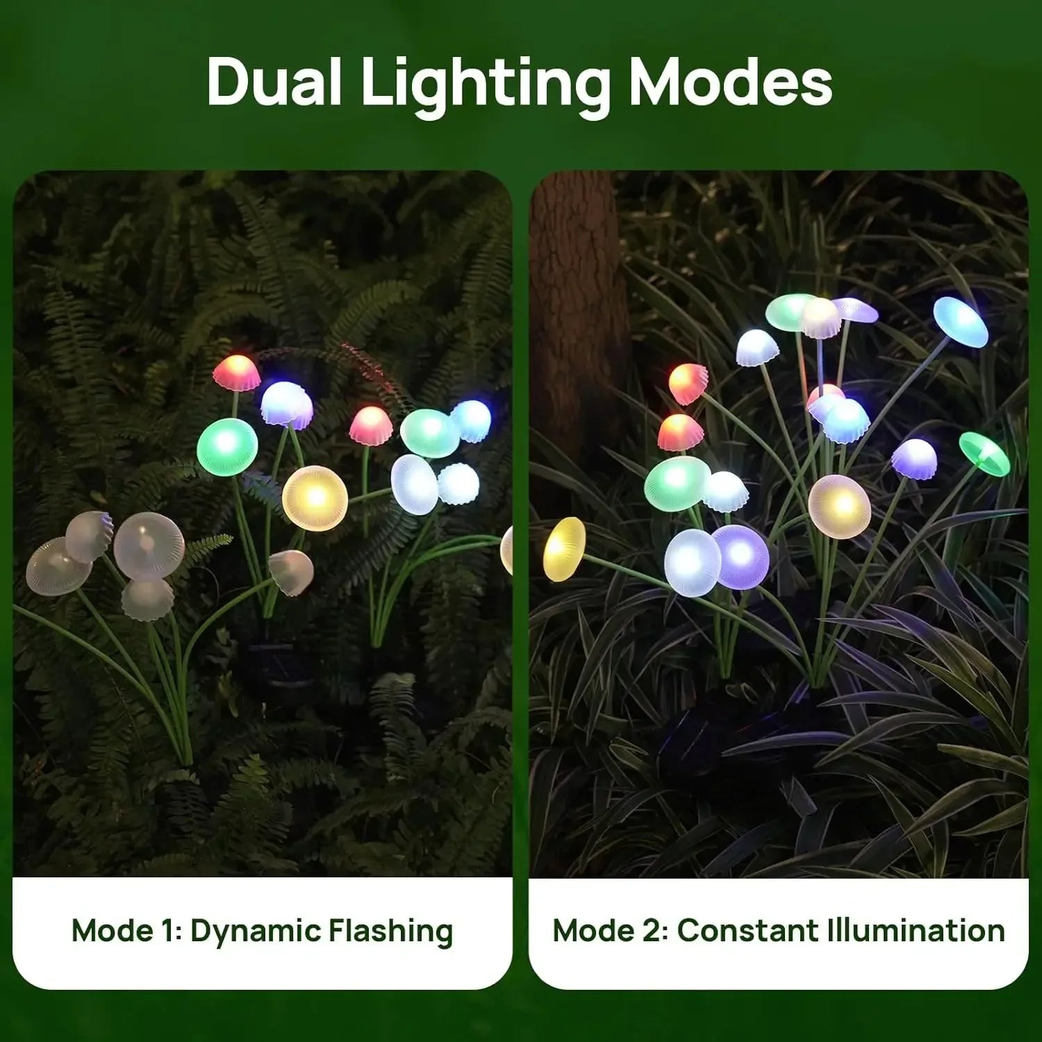 Solar Garden Lights Dual Mode LED Solar Mushroom Lights Waterproof Decor Yard Patio Pathway Jellyfish for Garden Ambiance - Urbizia