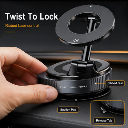 Upgraded Vacuum Magnetic Car Phone Holder, 360° Reinforced Ultra Suction Cup Phone Mount For Car, Travel, Gym, Table