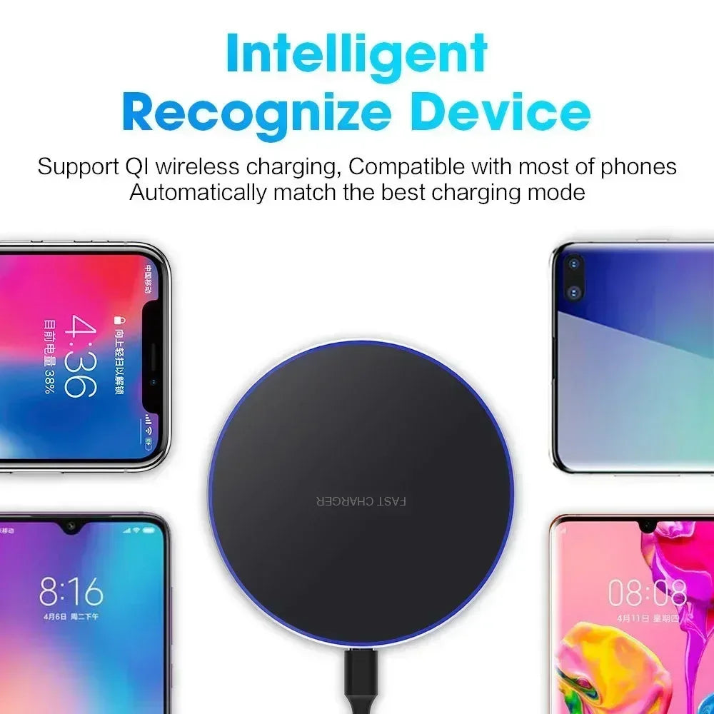 300W Fast Wireless Charger Pad For iPhone 16 15 14 13 12 X Pro XS Max Samsung Xiaomi Huawei Phone Wireless Charging Dock Station - Urbizia