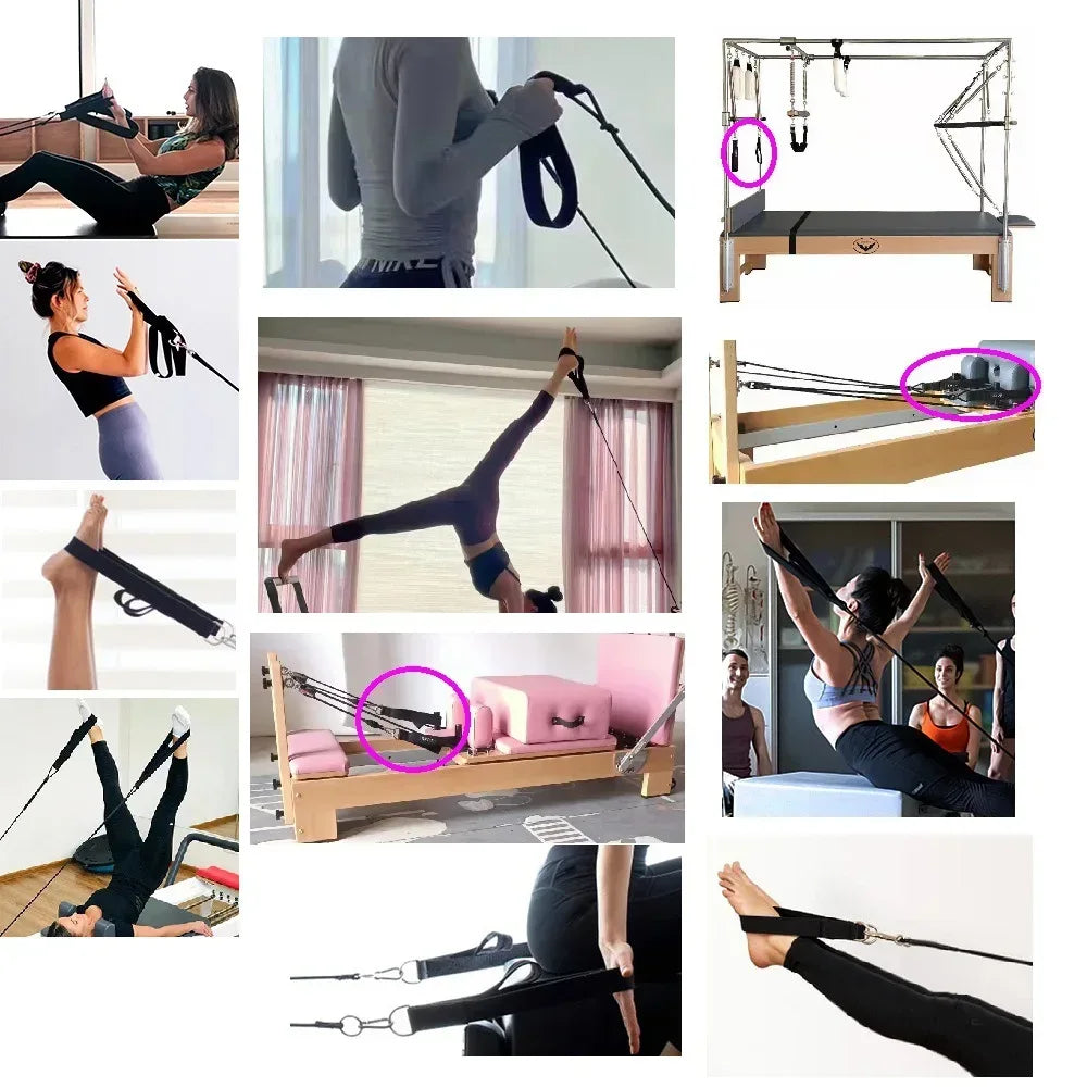 Double Ring Elastic Yoga Pilates Bed Exercise Accessory Ankle Buckle Pilates Stretch Strap Resistance Band elastic cord - Urbizia