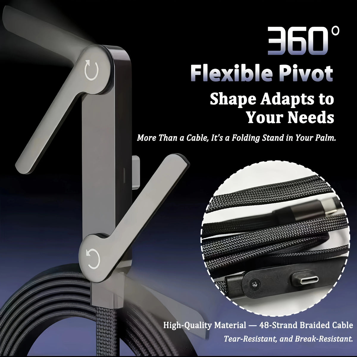 240W Fast Charging Foldable Phone Holder Data Cable For iPhone 15 12 13 14 16 17 Pro Max Plus USB C Type-C Quick Charging Cable