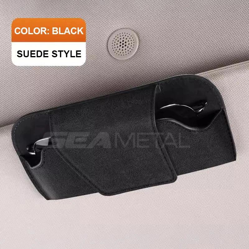SEAMETAL Cowhide Sun Visor Glasses Holder Premium Leather Wear-Resistant Sunglasses Protective Box Auto Eyeglasses Storage Case - Urbizia