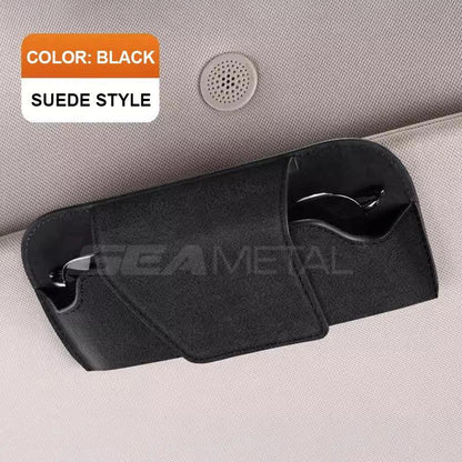 SEAMETAL Cowhide Sun Visor Glasses Holder Premium Leather Wear-Resistant Sunglasses Protective Box Auto Eyeglasses Storage Case - Urbizia