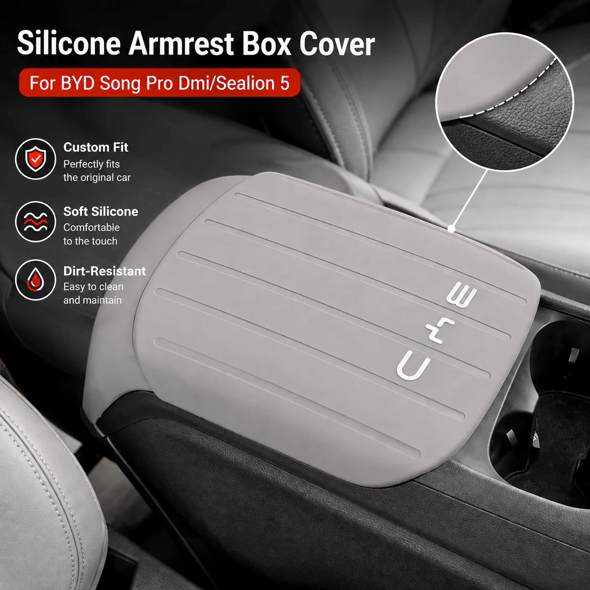 BYD Song Pro Dmi Sealion 5 Silicone Armrest Box Cover Anti-Scratch Dirt-Resistant Center Console Protector Interior Accessory