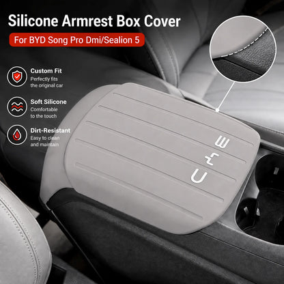 BYD Song Pro Dmi Sealion 5 Silicone Armrest Box Cover Anti-Scratch Dirt-Resistant Center Console Protector Interior Accessory