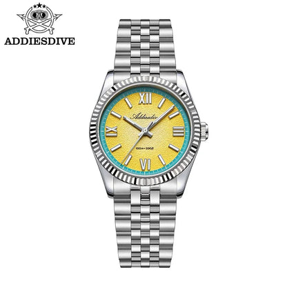 ADDIESDIVE Stainless Steel Quartz Watches For Men AD2535 reloj hombre Colorful Dial Watch Super Luminous Simple Wristwatches