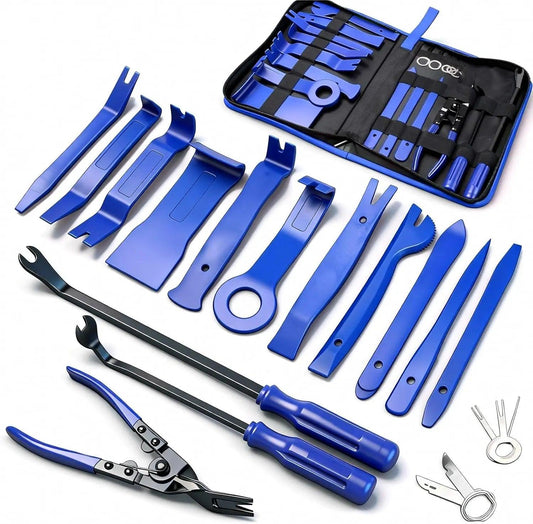 19Pcs Trim Removal Tool, Car Panel Dashboard Door Audio Trim Removal Tool Kit, Auto Clip Pliers Fastener Remover Set