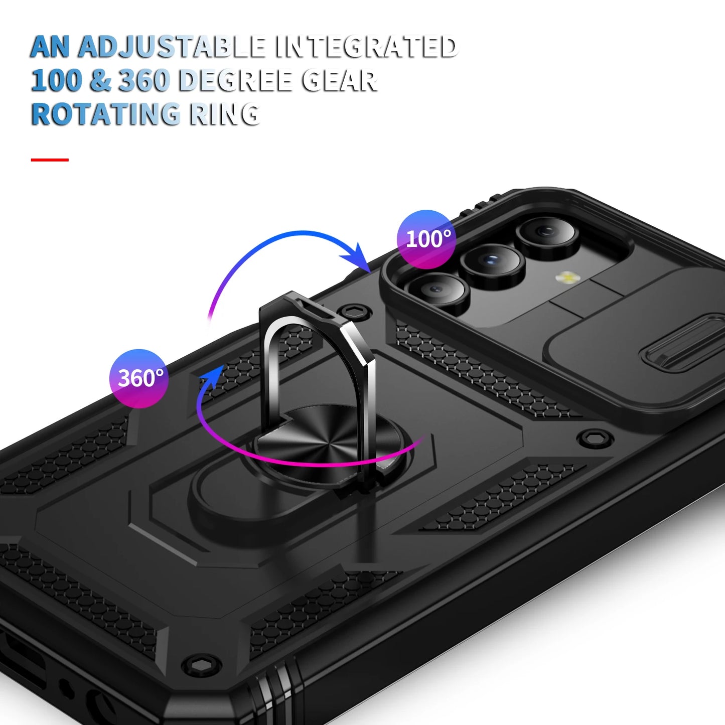 360 Full Protection Phone Case For Samsung Galaxy A17 A16 A15 A56 A55 A26 A06 A35 A34 A54 Case Armor Car Magnet Ring Stand Cover