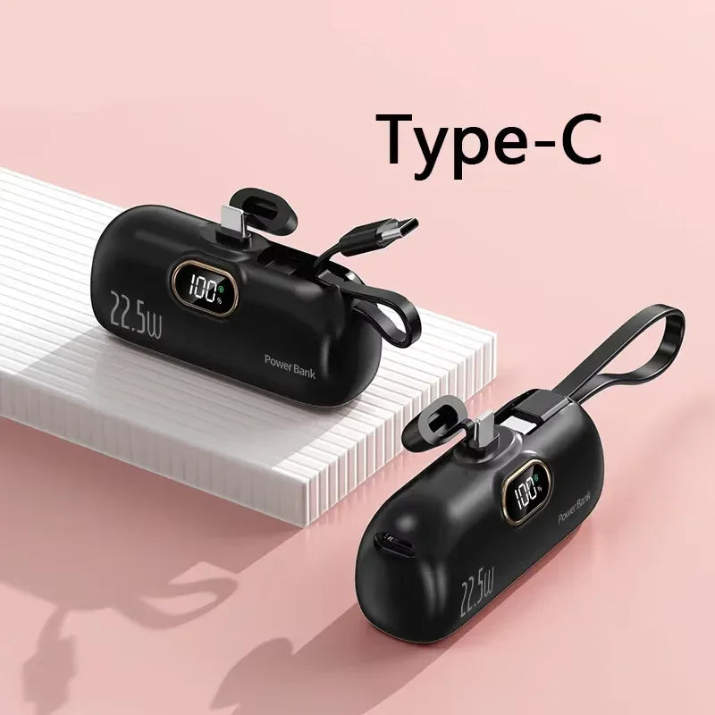 50000mAh Mini Capsule Power Bank 22.5W High Capacity Super Fast Charging External Battery for iPhone Huawei Samsung