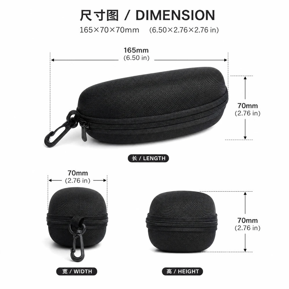 Portable Zipper Sunglasses Protector Box Eye Glasses Case Box Travel Pack Glasses Case Accessories with Hook