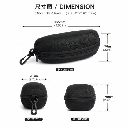 Portable Zipper Sunglasses Protector Box Eye Glasses Case Box Travel Pack Glasses Case Accessories with Hook