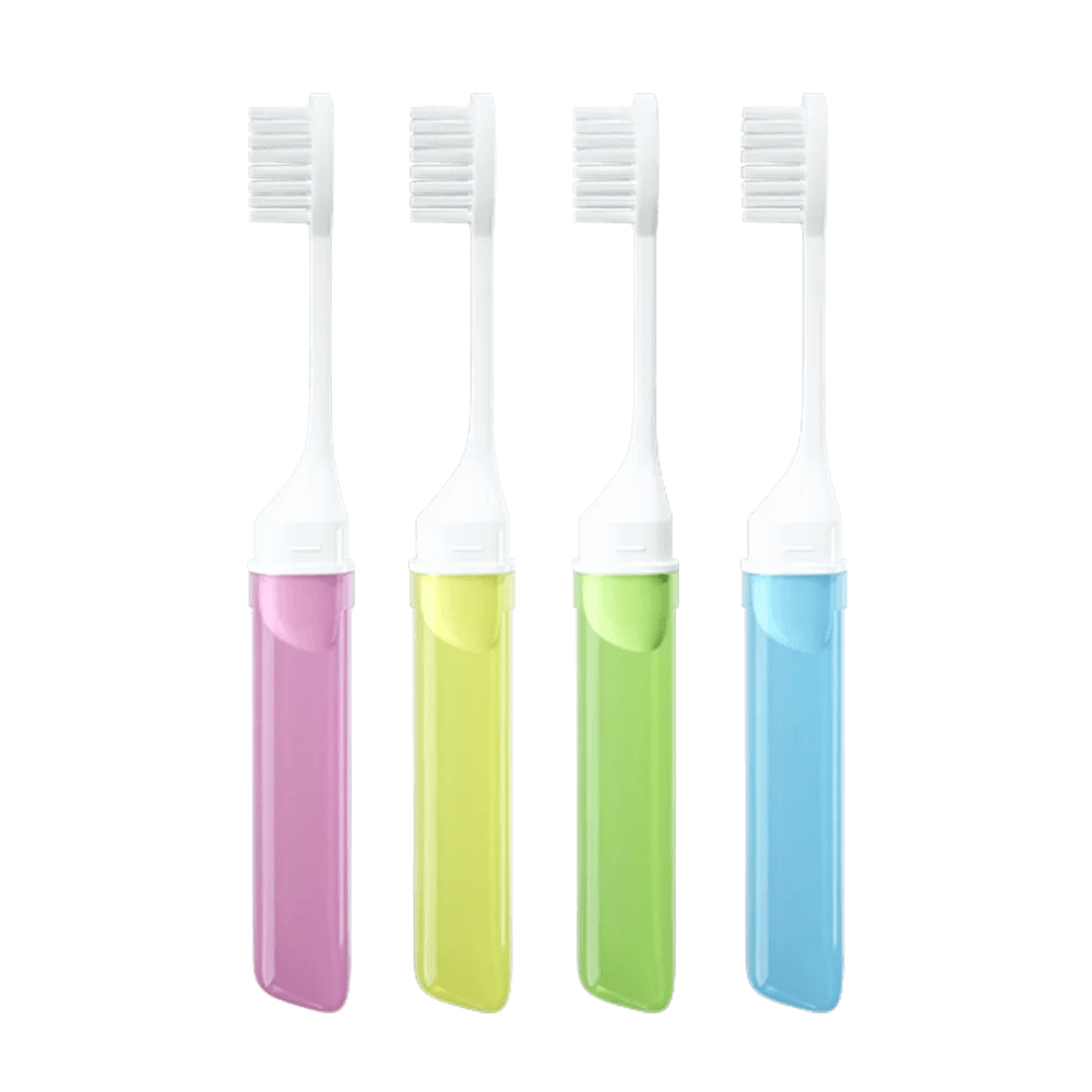 Mini Travel Toothbrush Foldable Portable Small Dental Brush Folding Traveling Adult Toothbrush in Transparent Candy Colors