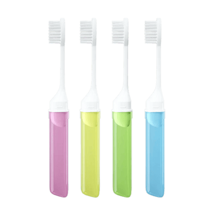 Mini Travel Toothbrush Foldable Portable Small Dental Brush Folding Traveling Adult Toothbrush in Transparent Candy Colors