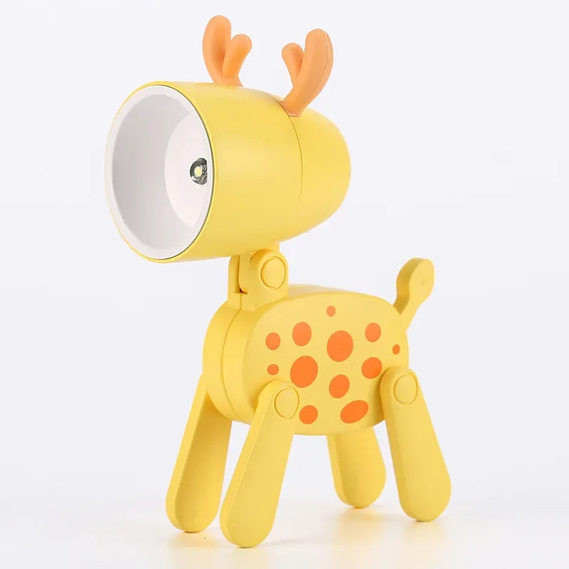 LED Night Light Mini Folding Desk Lamp Cute Pet Lights Dog Deer Portable Night Light Student Living Room Decor Gift - Urbizia