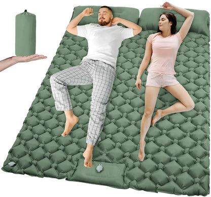 Outdoor Camping Double Inflatable Mattress Extra Wide Sleeping Pad Ultralight Folding Bed Sleeping Mat Car Travel Mat - Urbizia