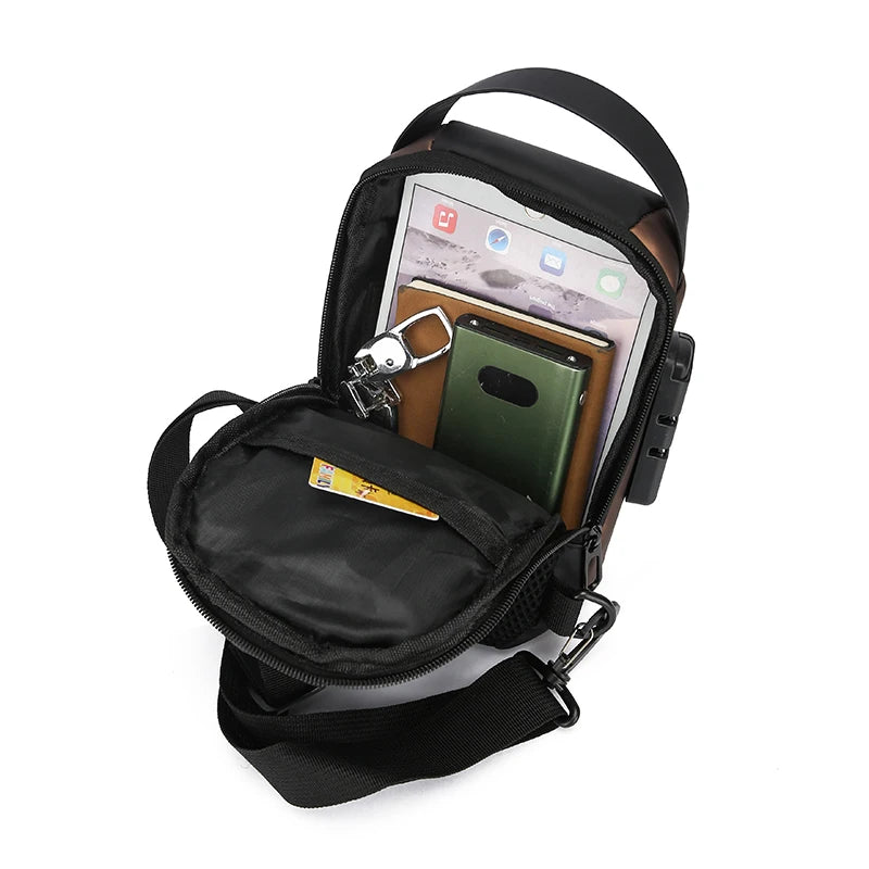 Men Anti Theft Chest Bag Shoulder USB Charging Crossbody Package School Short Trip Messengers Gym Men's Sling Sports Pack