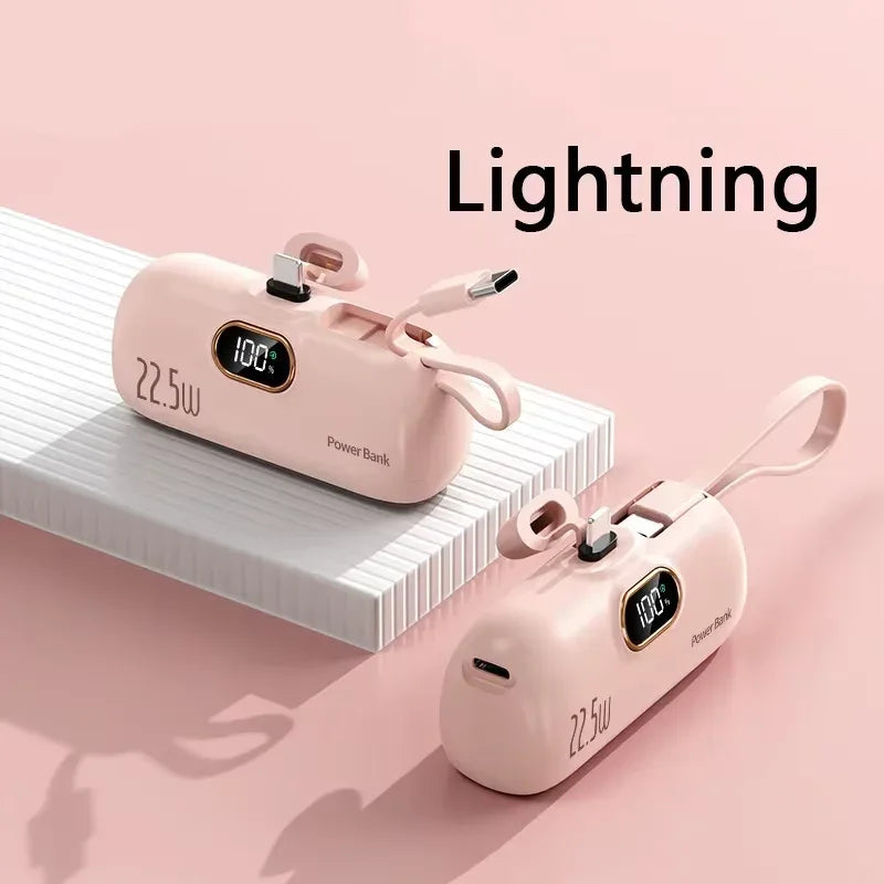 50000mAh Mini Capsule Power Bank 22.5W High Capacity Super Fast Charging External Battery for iPhone Huawei Samsung