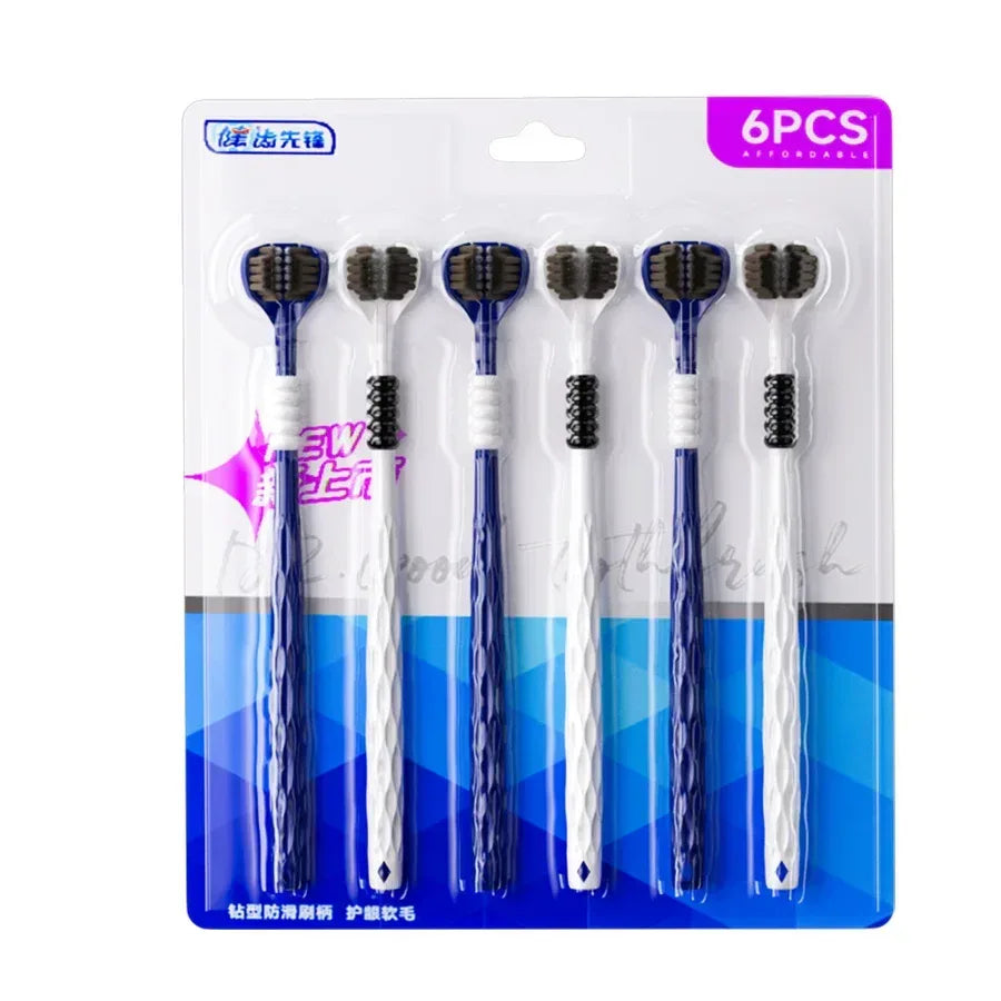 3D Manual Toothbrush 6pcs Three sided U-shaped Soft Toothbrush for Comprehensive Oral Cleaning for Adults, Men and Women, Coup - Urbizia