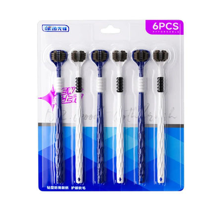 3D Manual Toothbrush 6pcs Three sided U-shaped Soft Toothbrush for Comprehensive Oral Cleaning for Adults, Men and Women, Coup