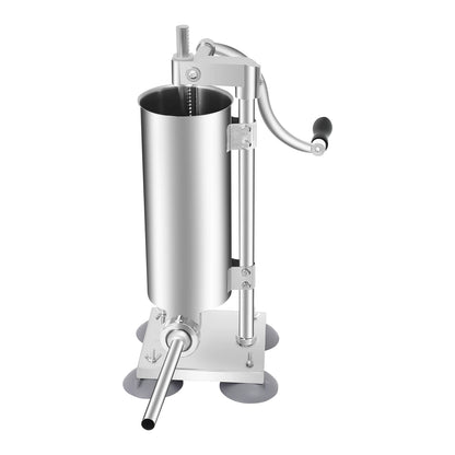3L Vertical Manual Sausage Stuffer Machine Stainless Steel Sausage Maker with 4 Steel Tubes&7 PE Tubes Sausage Meat Filling Tool