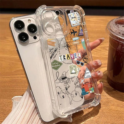 Transparent Travel Map TPU Case for iPhone Series