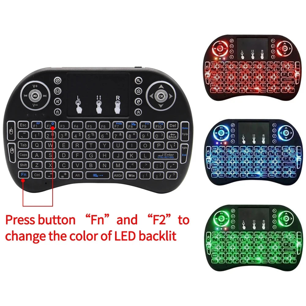 Air Mouse Backlit Mini Wireless Keyboard Azerty Spanish French Portuguese Russian Brazil Language With Touchpad N PC TV Box RGB