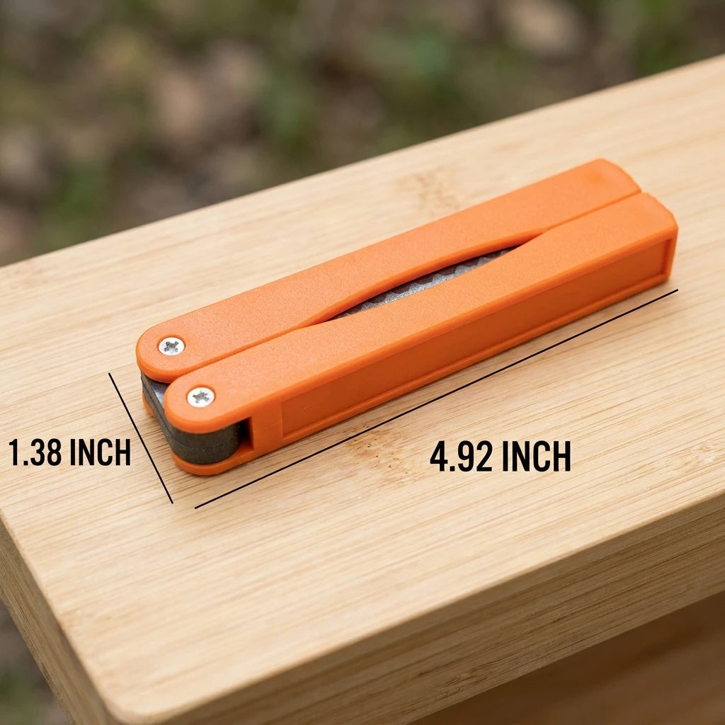 Portable Folding Pocket Knife Sharpener, Double Sided Diamond Sharpening Stone, Outdoor Use, 1Pc