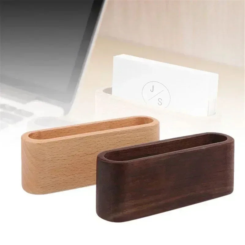 Wooden Business Card Holder Note Holder Display Rack Card Holder Office Supplies Stationery Desktop Accessories Storage Box - Urbizia
