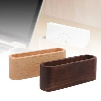 Wooden Business Card Holder Note Holder Display Rack Card Holder Office Supplies Stationery Desktop Accessories Storage Box - Urbizia