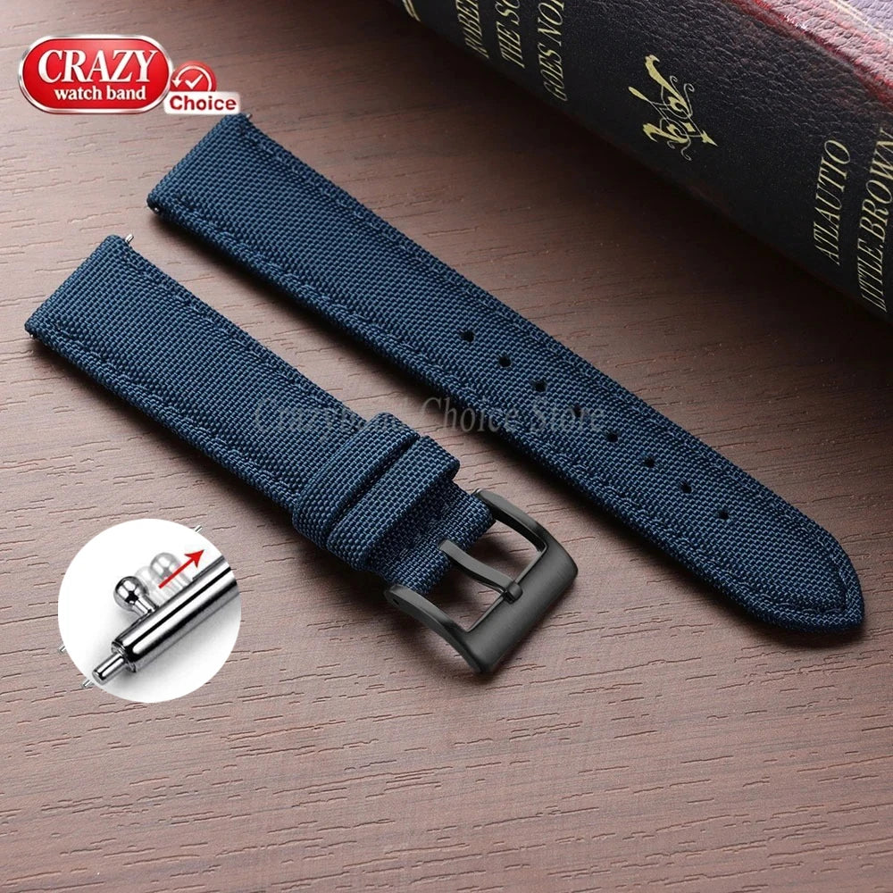 20mm 22mm Waterproof Sailcloth Watch Strap Two-Sided Nylon Watchband Quick Release Band Universal Sport Belt for Men Bracelet