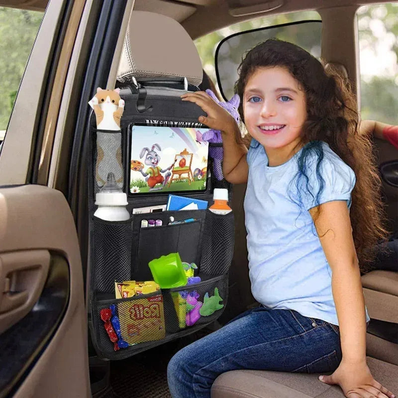 Car Backseat Organizer with Tablet Holder - Multi-Pocket Storage & Seat Protector for Kids/Pets - Urbizia