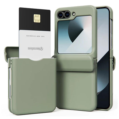 Luxury Wallet Card Slot Folding Phone Case For Samsung Galaxy Z Flip 4 5 6 7 8 Premium PC Hard Shockproof Full Protection Cover