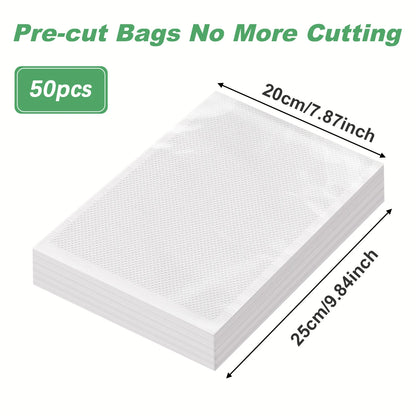 50PCS/Lot BPA-Free Vacuum Food Bags, Vacuum Sealed Storage Bags For Food Storage and Preservation,Reusable Vacuum Sealer Bag