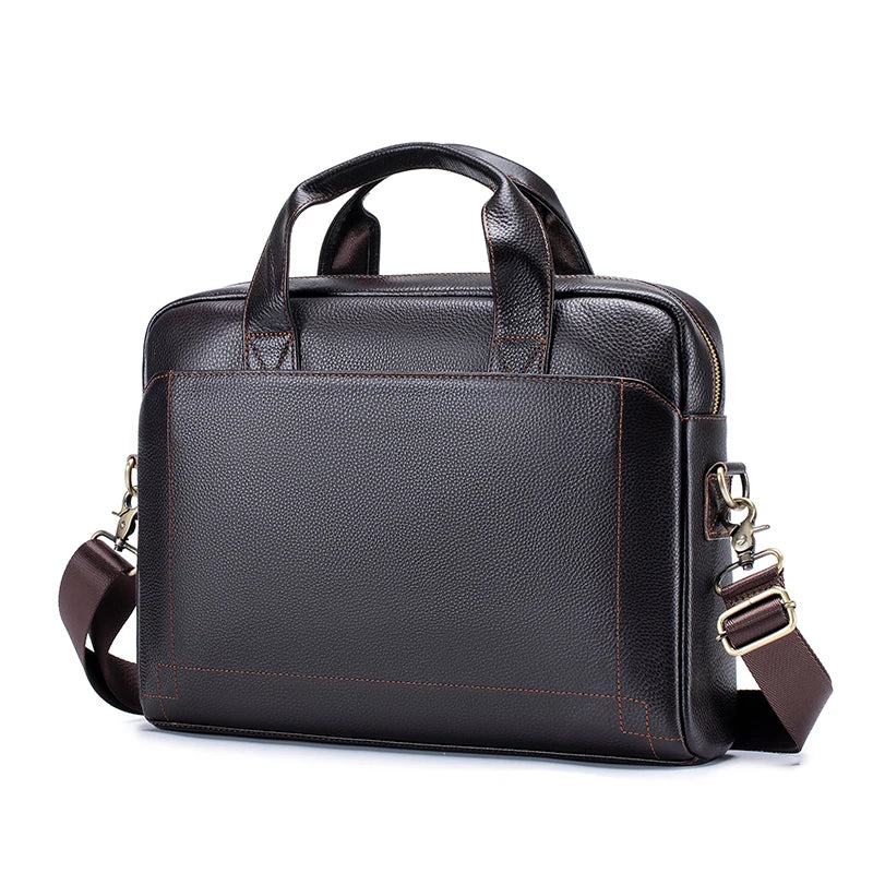Men's leather handbag, top layer cowhide briefcase, leather laptop bag, diagonal cross office bag