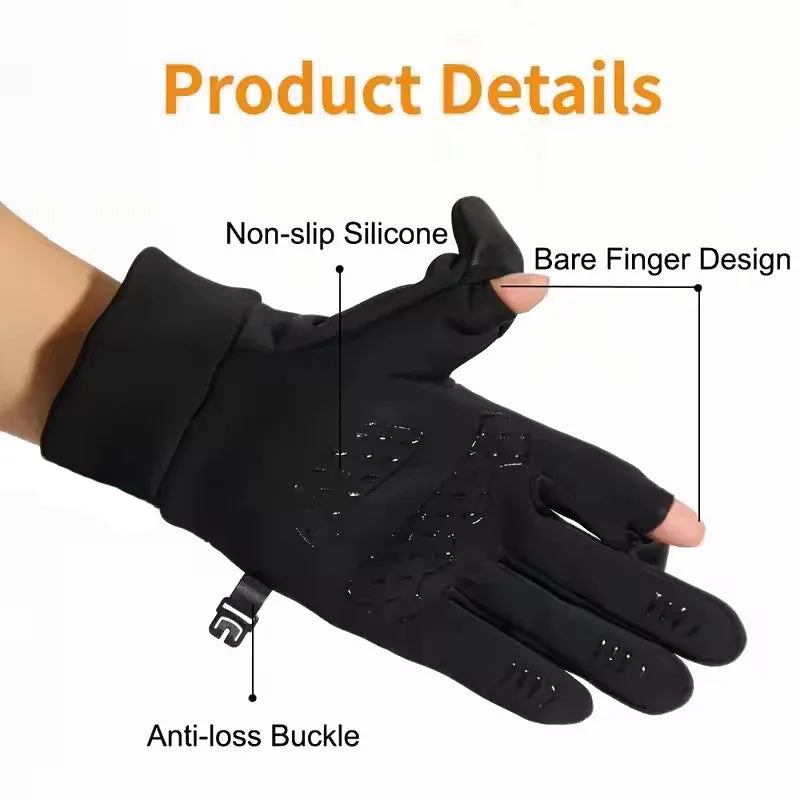 Winter Touch Screen Gloves for Hiking and Camping Windproof Warm Non-Slip Silicone Gloves for Men and Women