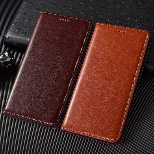 Crazy Horse Genuine Leather Flip Case For Samsung Galaxy S7 S8 S9 S10 S10E S20 S21 S22 S23 S24 S25 Plus FE Ultra Cover Cases