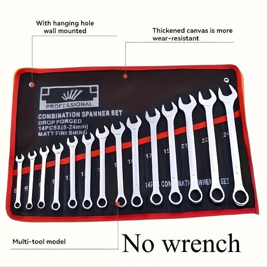 14-Pocket Tool Organizer Roll. Durable Wrench Storage Bag with Portable Handle. Perfect for Garage & Workshop Organization.