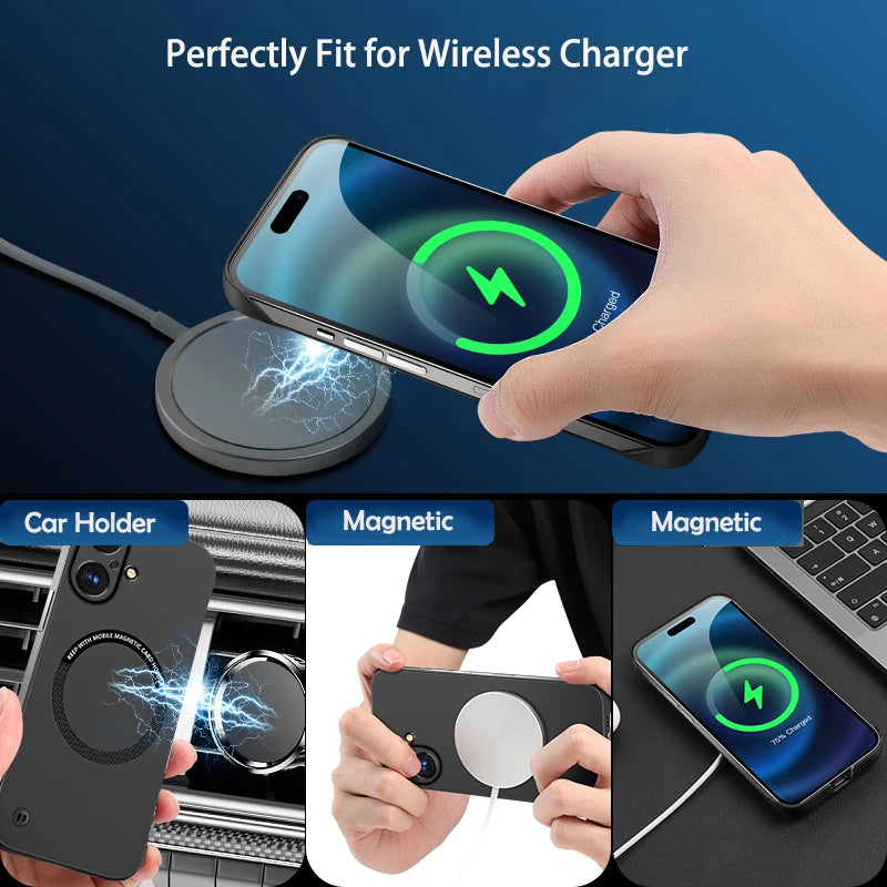 Luxury Ultra Slim Magnetic Frameless Solid Color Phone Case for Magsafe iPhone 13 12 Mini 11 Pro XR X XS Max Shockproof Cover
