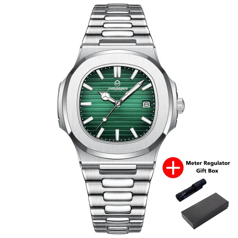 2026 New Luxury Military Man Watch Square Waterproof Luminous Date Week Men Watch Stainless Steel Quartz Men's Watches Reloj+box