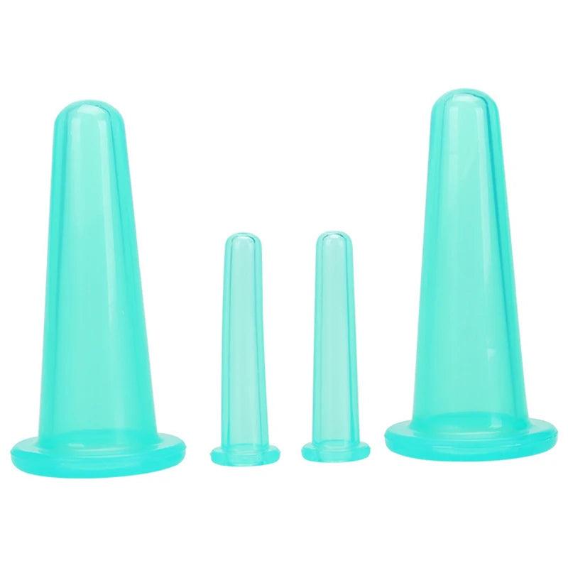 4PCS Silicone Vacuum Cupping Massage Jars Anti Cellulite Massage Facial Suction Cups Face Neck Lift Skin Scraping Beauty Tool