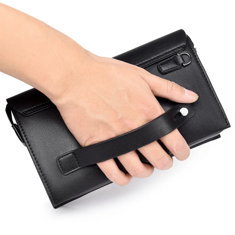 2026 NEW Men's Clutch with Magnetic Buckle and Multiple Card Slots, Large Capacity Wallet Made of Coded Lock PU Leather Men Bag