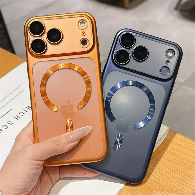 Luxury Matte Magnetic Transparent MagSafe iPhone Case