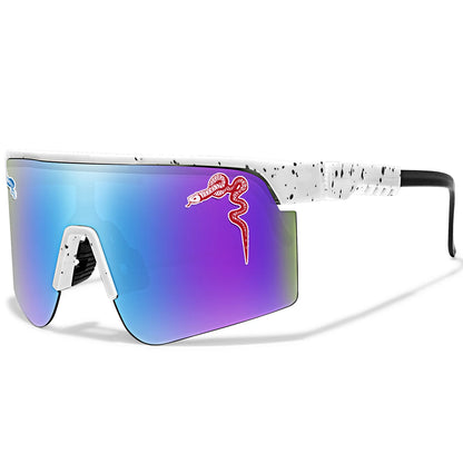 Men's Fashion Large Frame Cycling Sunglasses Fashionable Goggles with Random Dot Decoration for Outdoor Sports Hiking Fishing